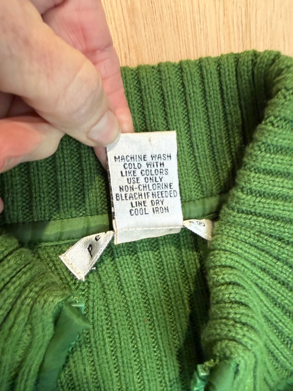 Vtg Peter Martin Green Popcorn Knit Quilted Sweater Cardigan Jacket Lagenlook L - Picture 9 of 10